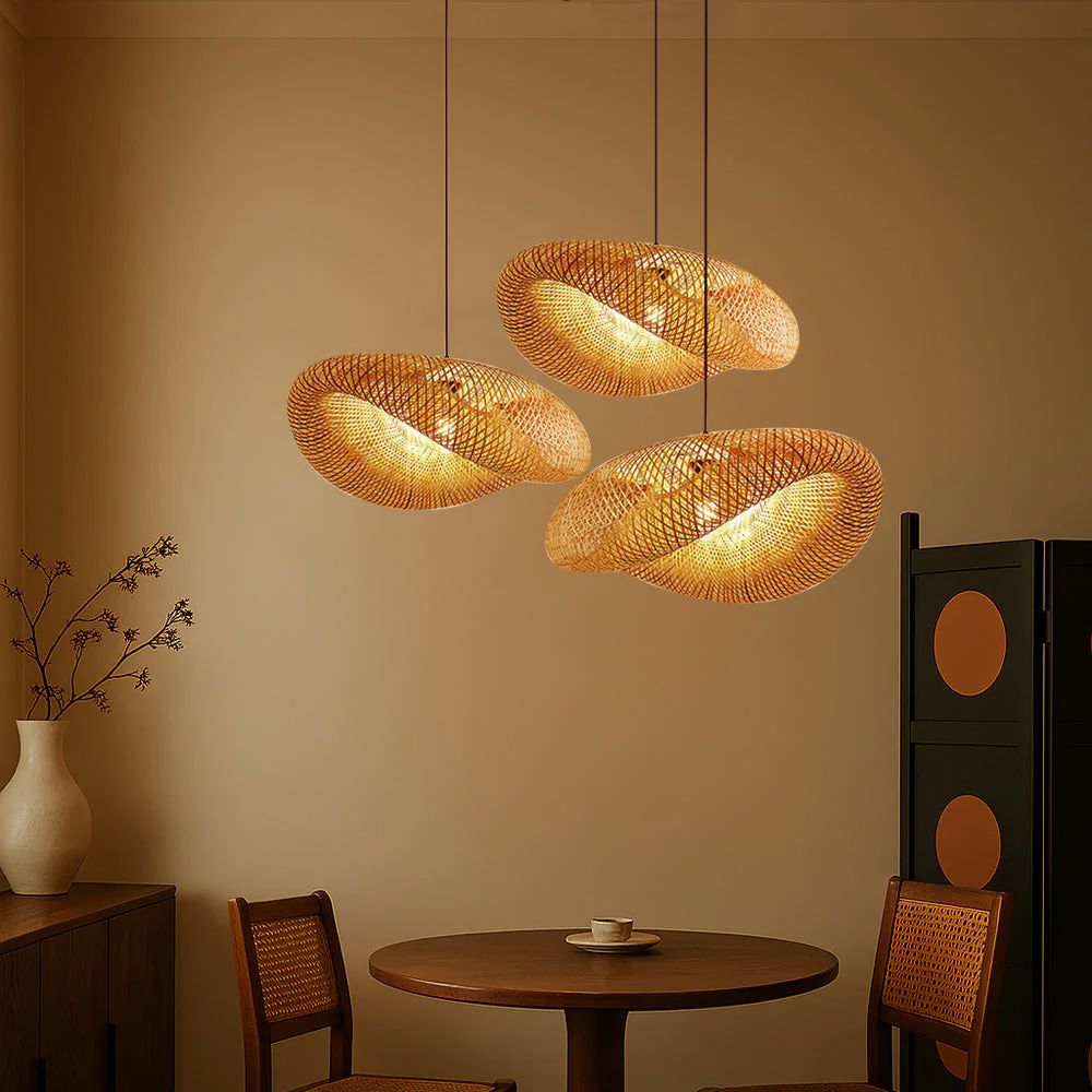 Bamboo Pendant Light - Natural Wood Ceiling Fixture for Dining Room - Image 10
