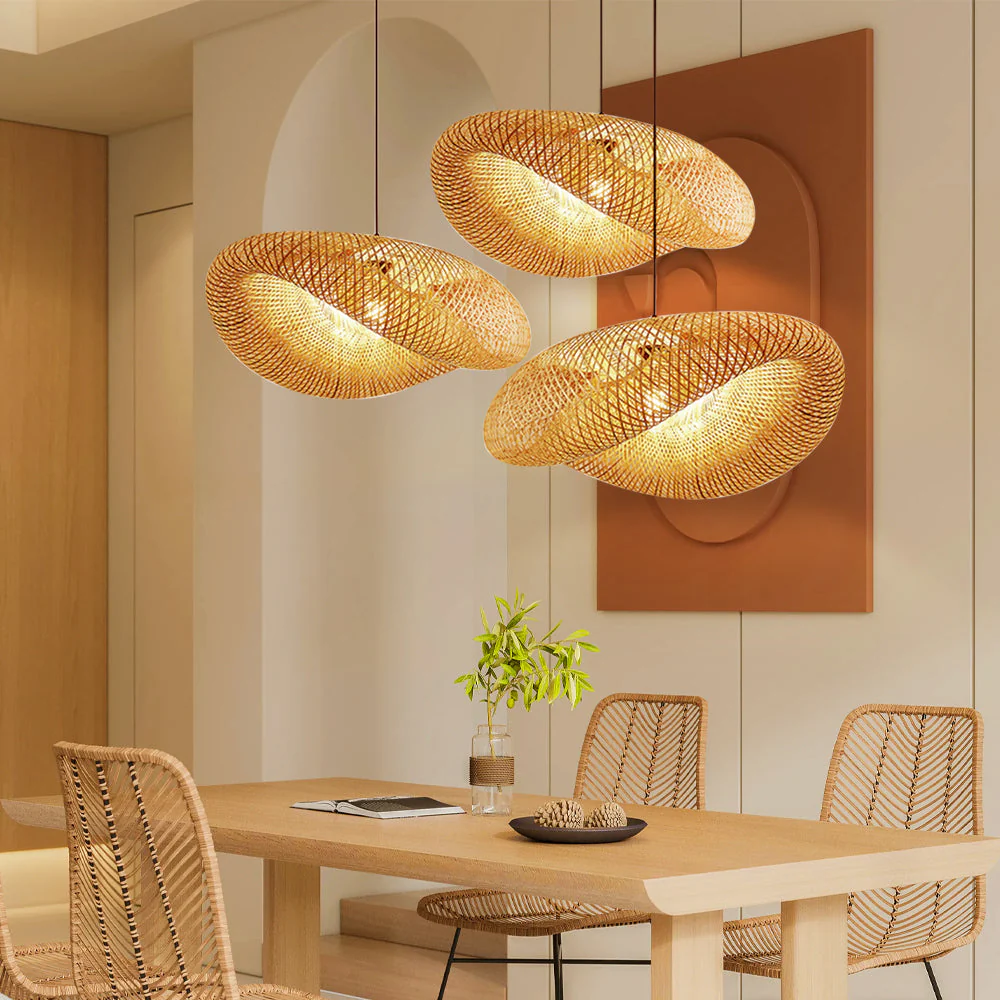 Bamboo Pendant Light - Natural Wood Ceiling Fixture for Dining Room - Image 5