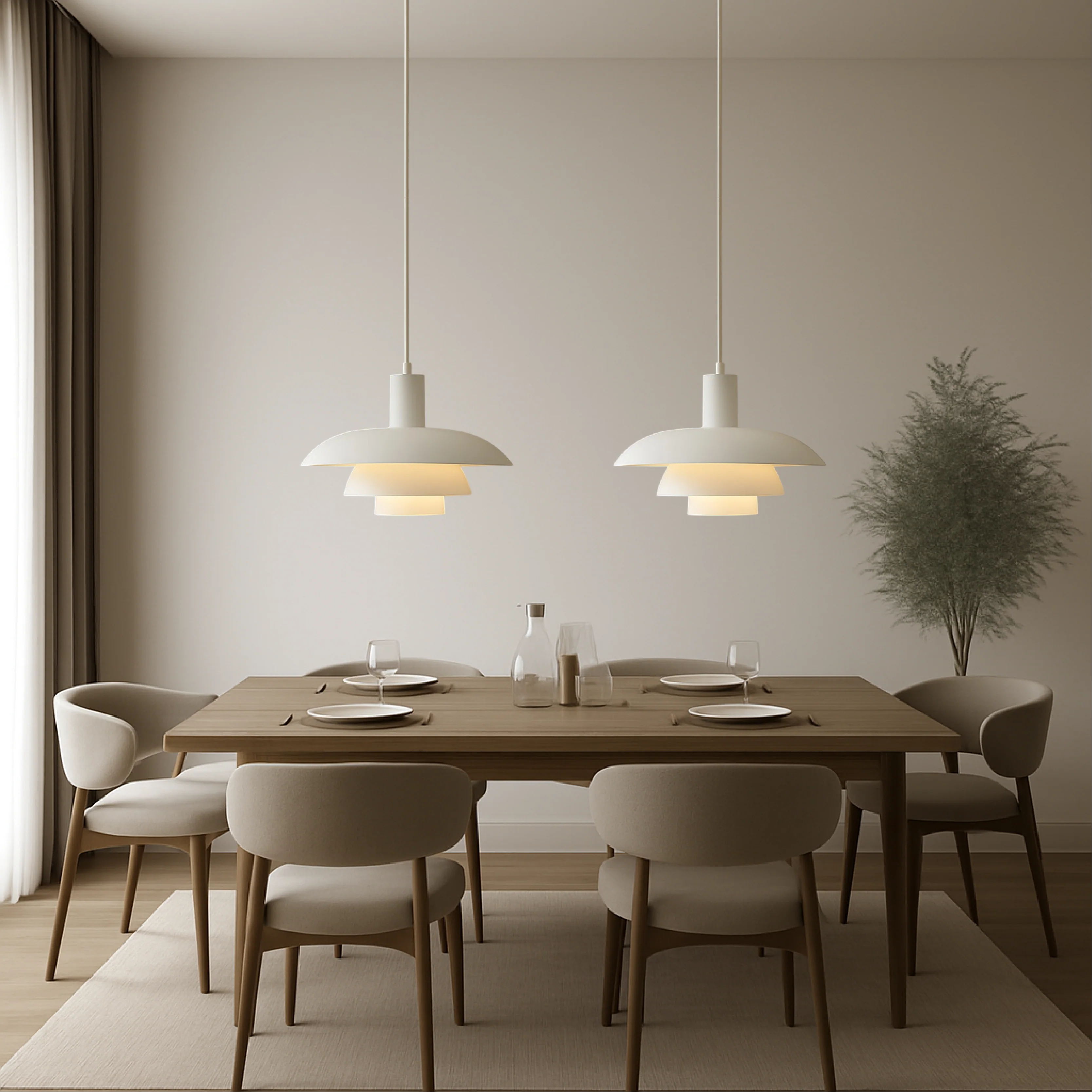 Danish-Style Nordic Pendant Light - Minimalist Dome Lamp - Image 10