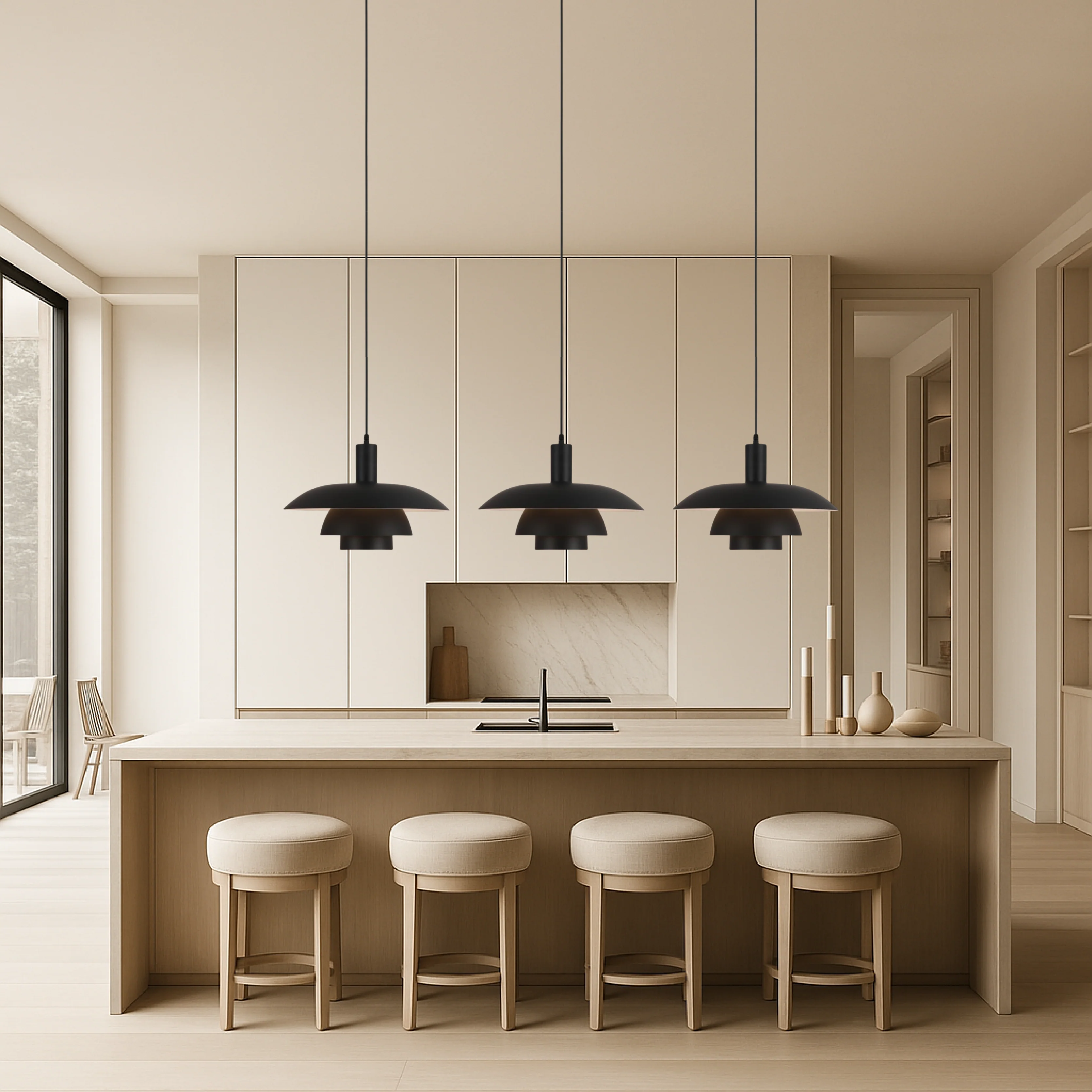 Danish-Style Nordic Pendant Light - Minimalist Dome Lamp - Image 15