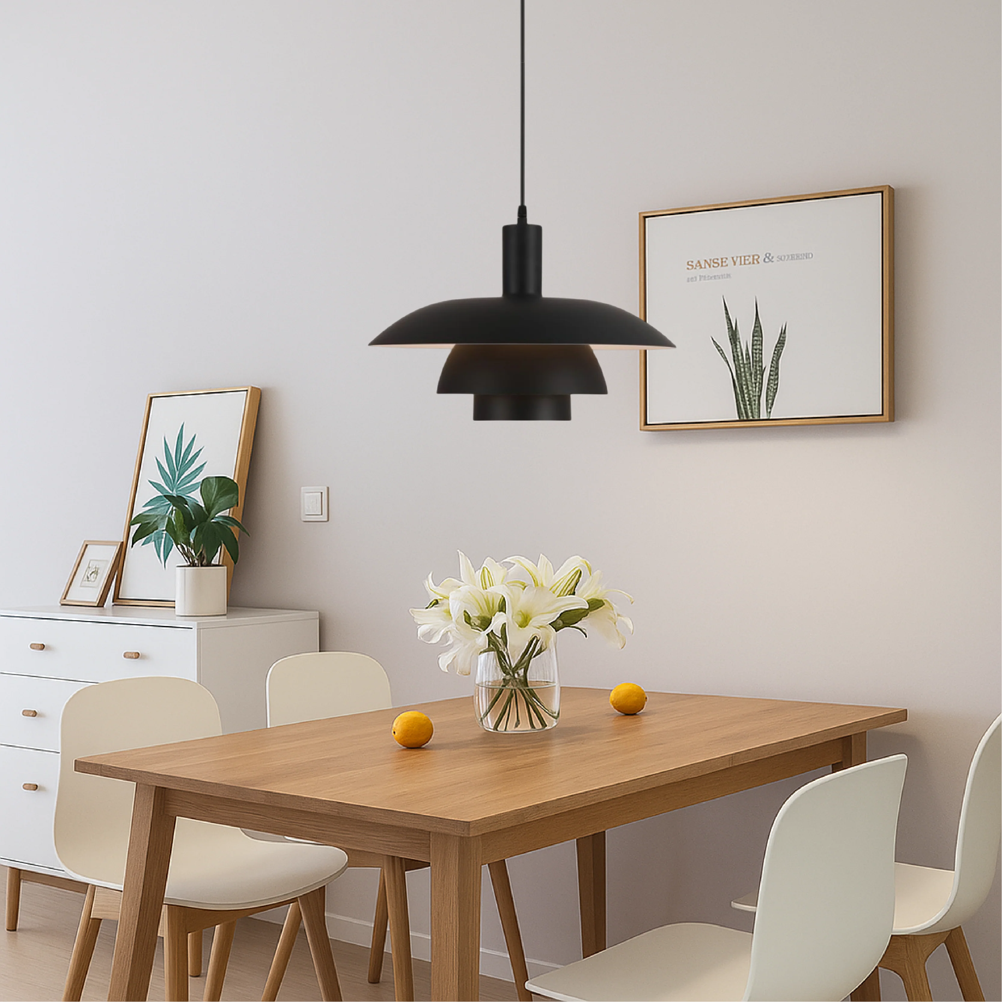 Danish-Style Nordic Pendant Light - Minimalist Dome Lamp - Image 3