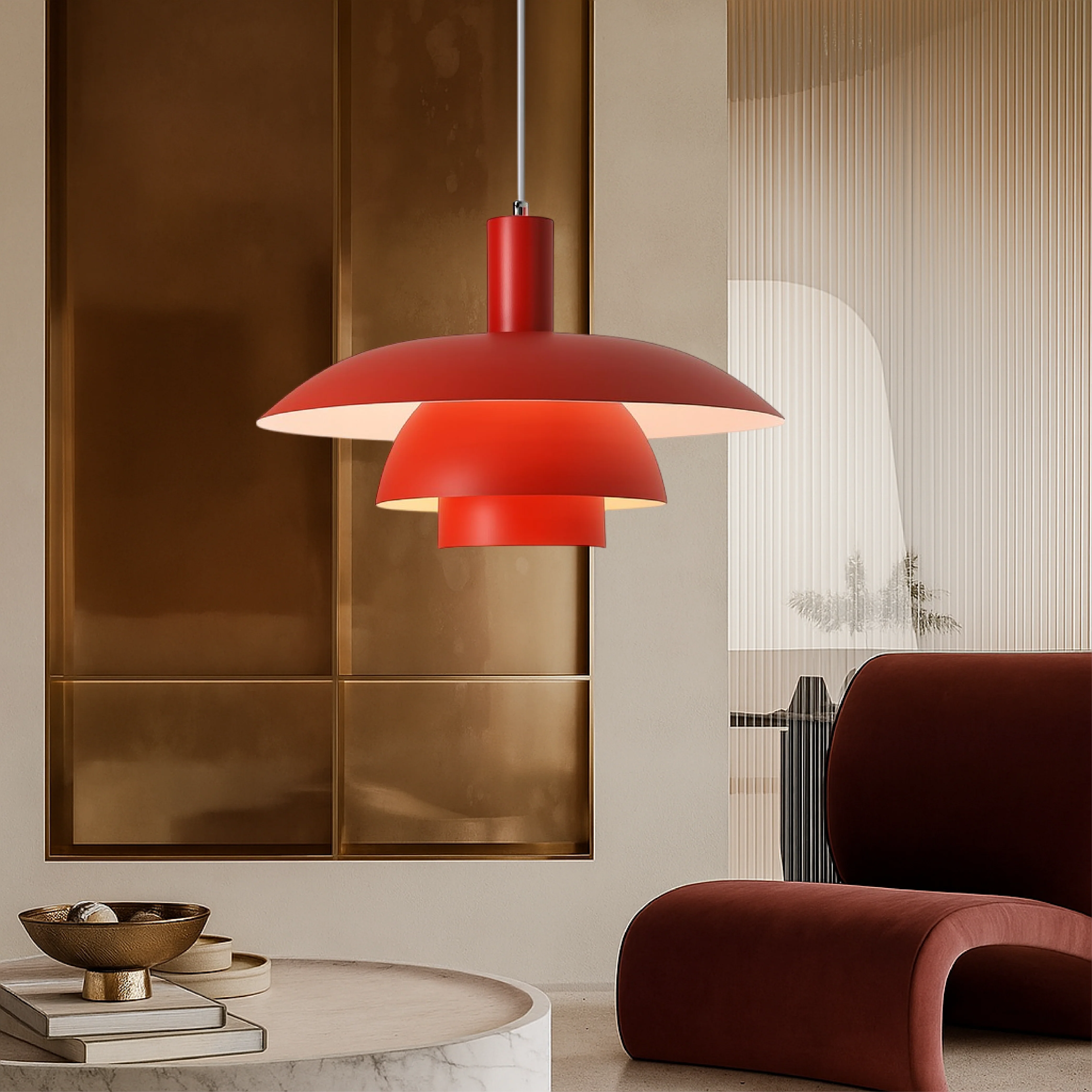 Danish-Style Nordic Pendant Light - Minimalist Dome Lamp - Image 33