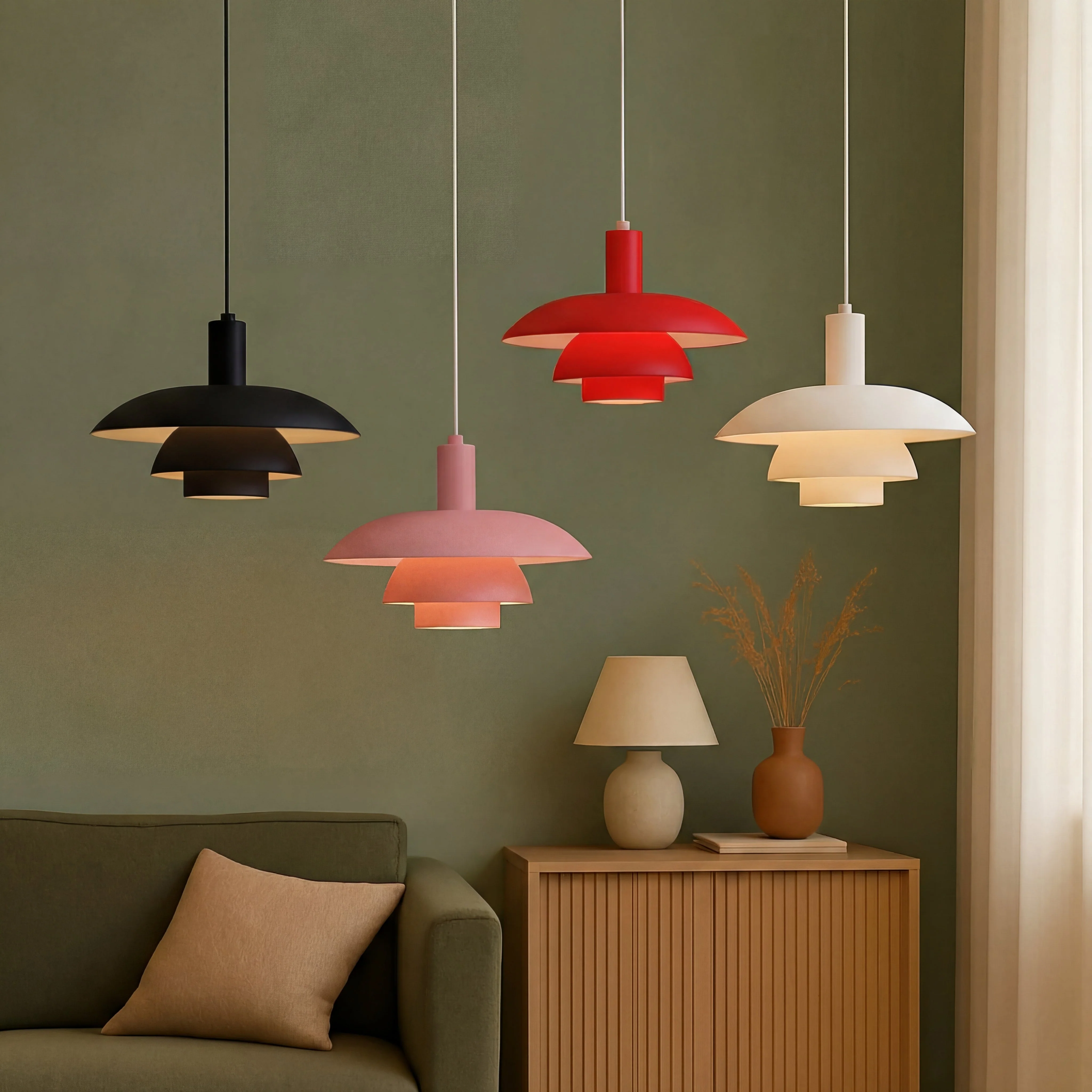 Danish-Style Nordic Pendant Light - Minimalist Dome Lamp - Image 6