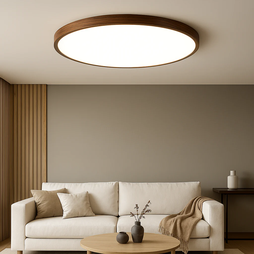 Dark Wood Grain Ceiling Light - Modern LED Fixture - Image 2