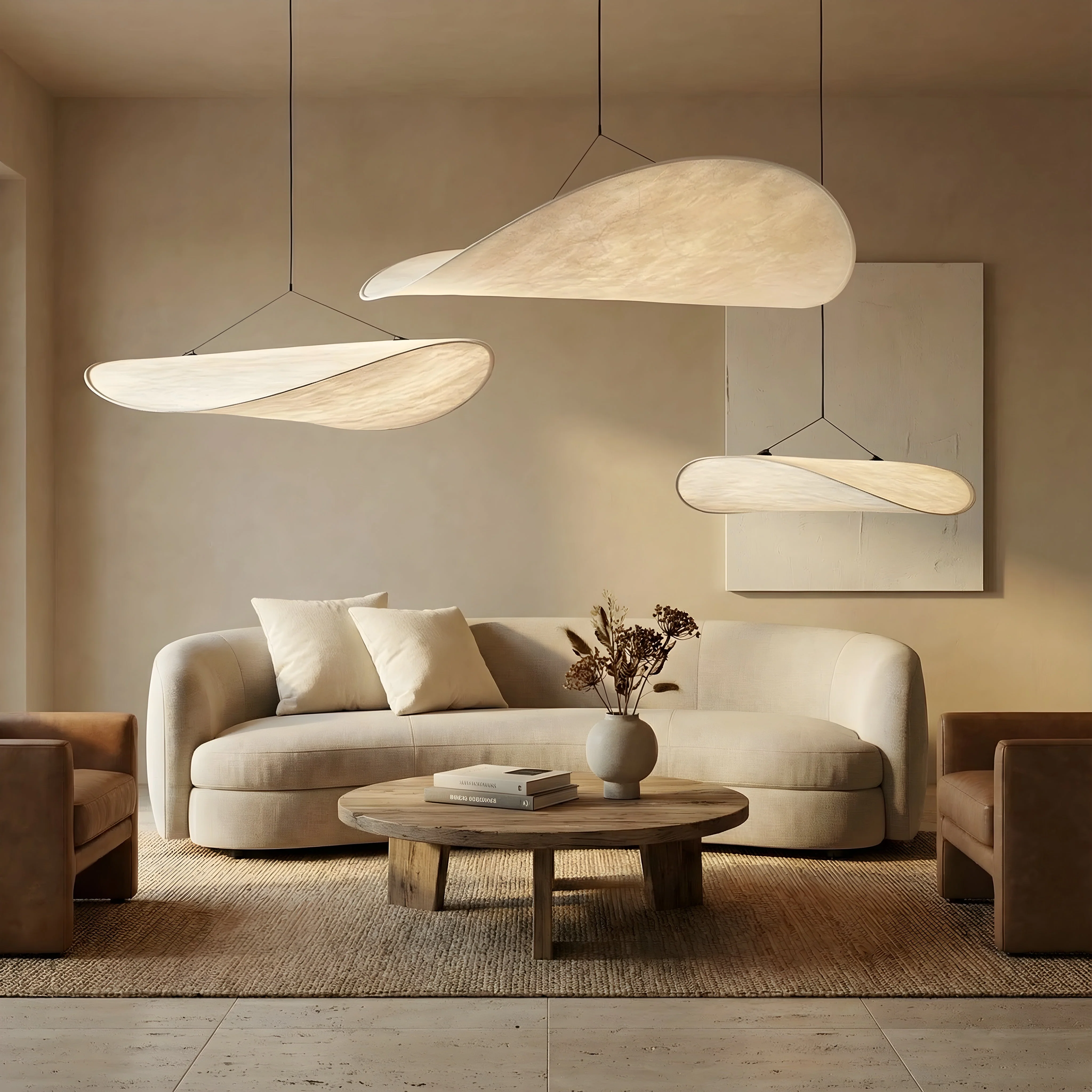 Japandi Pendant Light - Minimal Wood and Metal Ceiling Lamp - Image 3