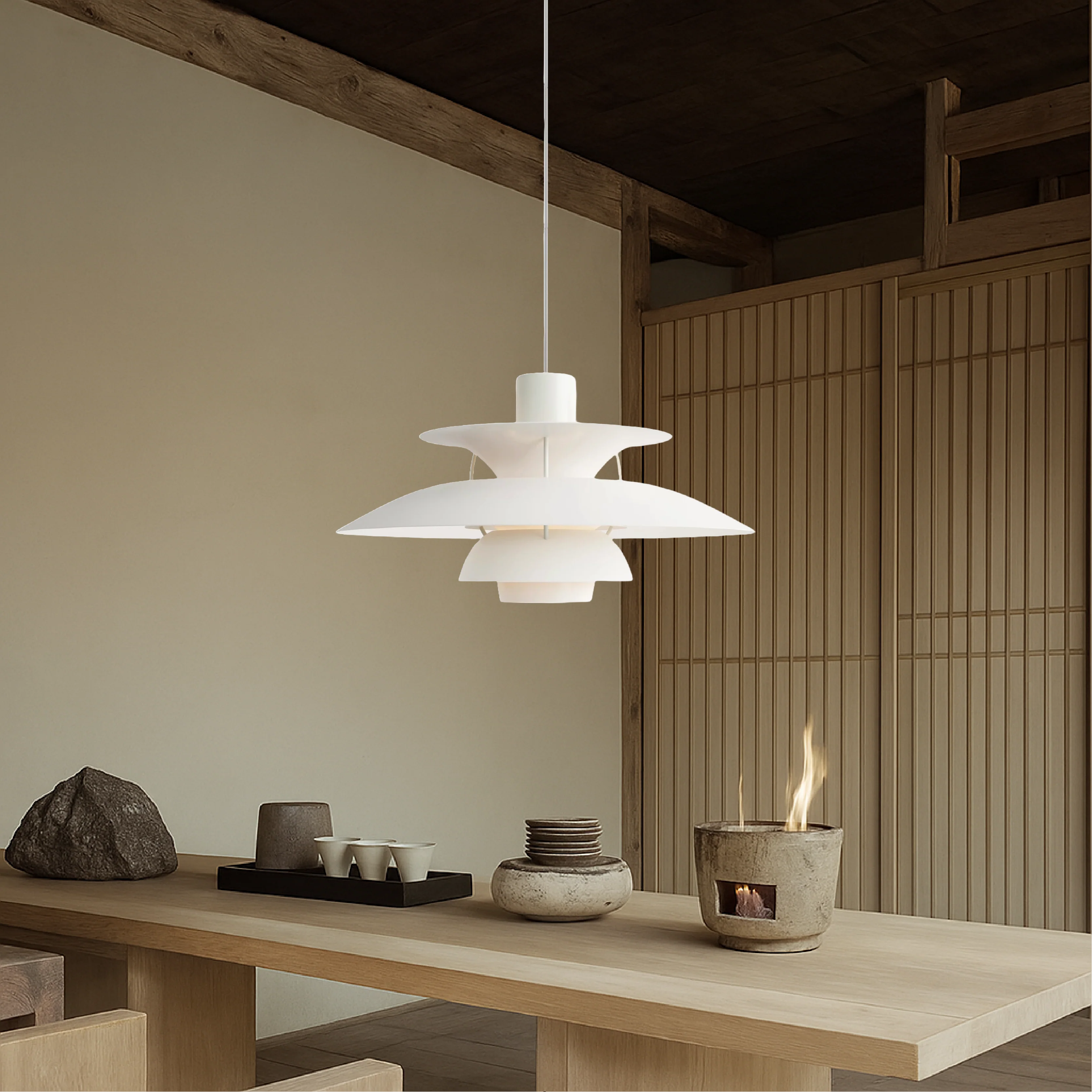 Layered Nordic Pendant Light with Sculptural Shade - Image 10