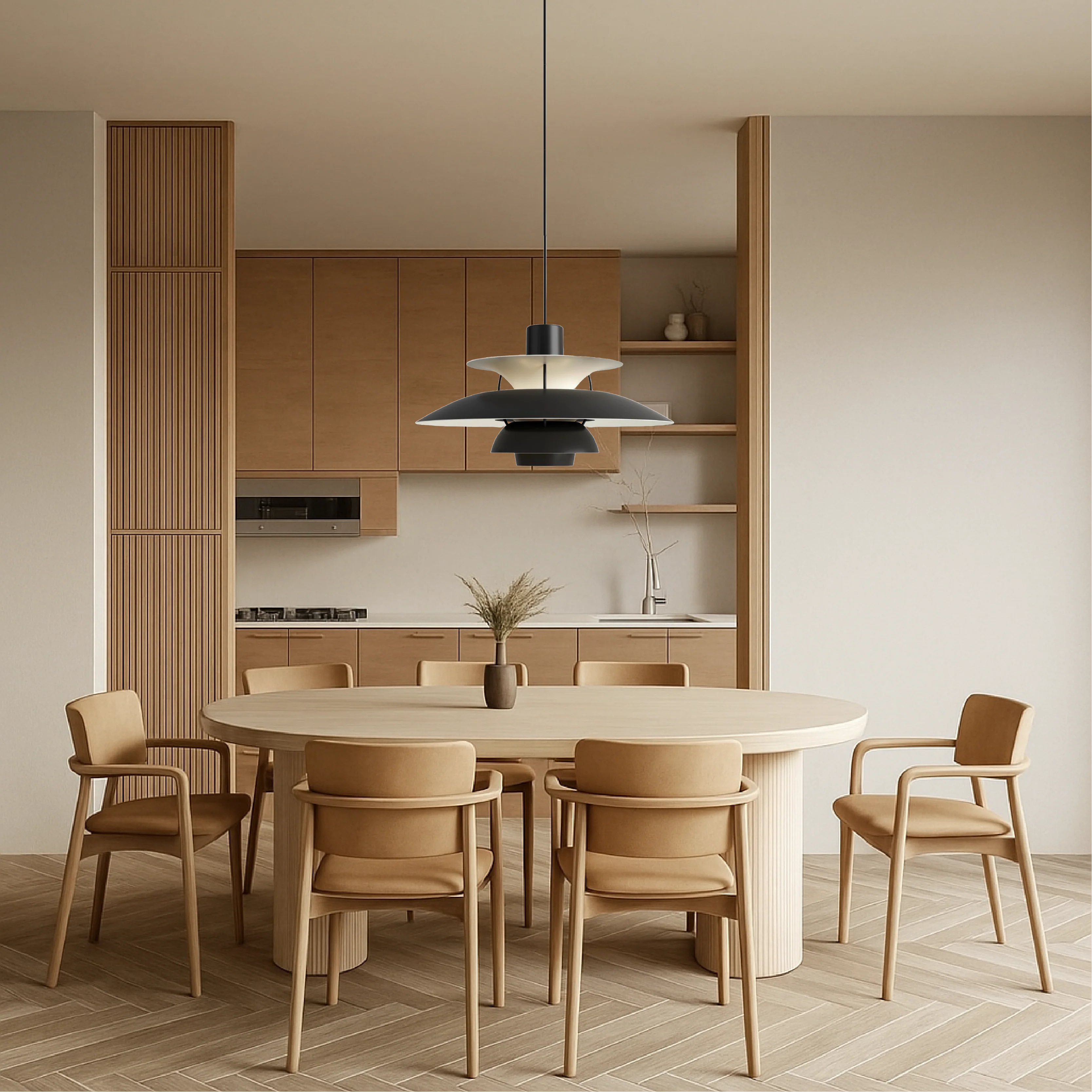 Layered Nordic Pendant Light with Sculptural Shade - Image 12