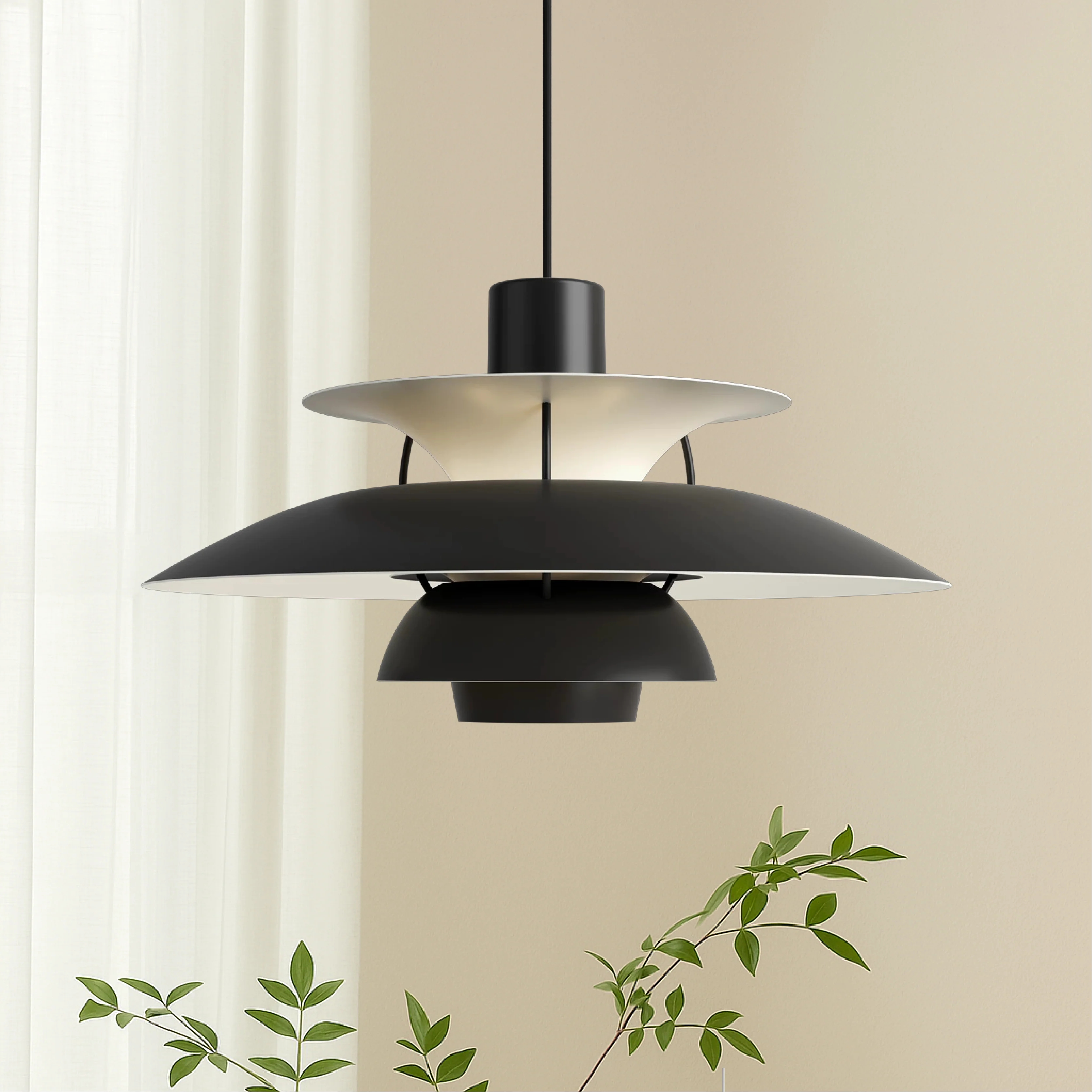 Layered Nordic Pendant Light with Sculptural Shade - Image 28