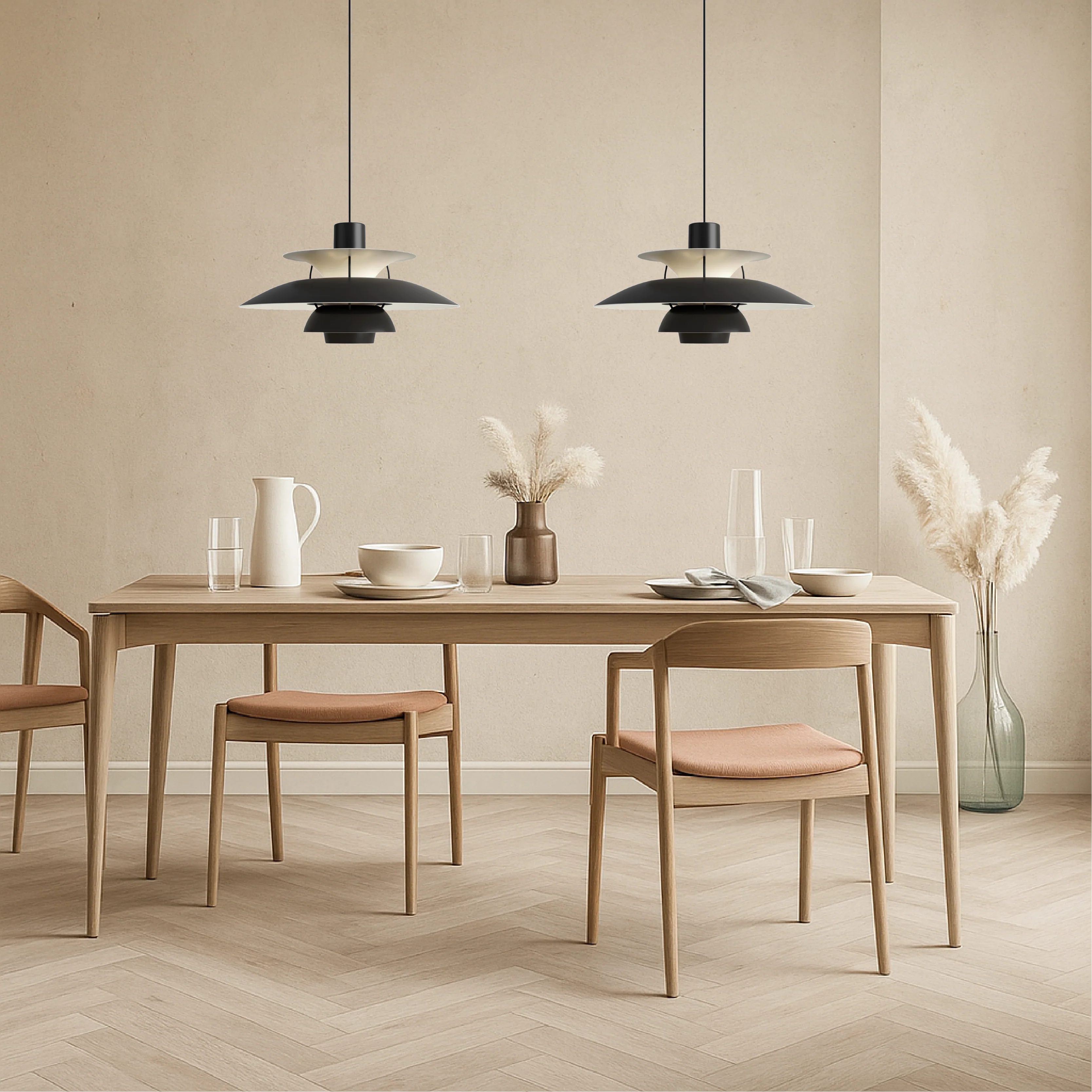 Layered Nordic Pendant Light with Sculptural Shade - Image 3