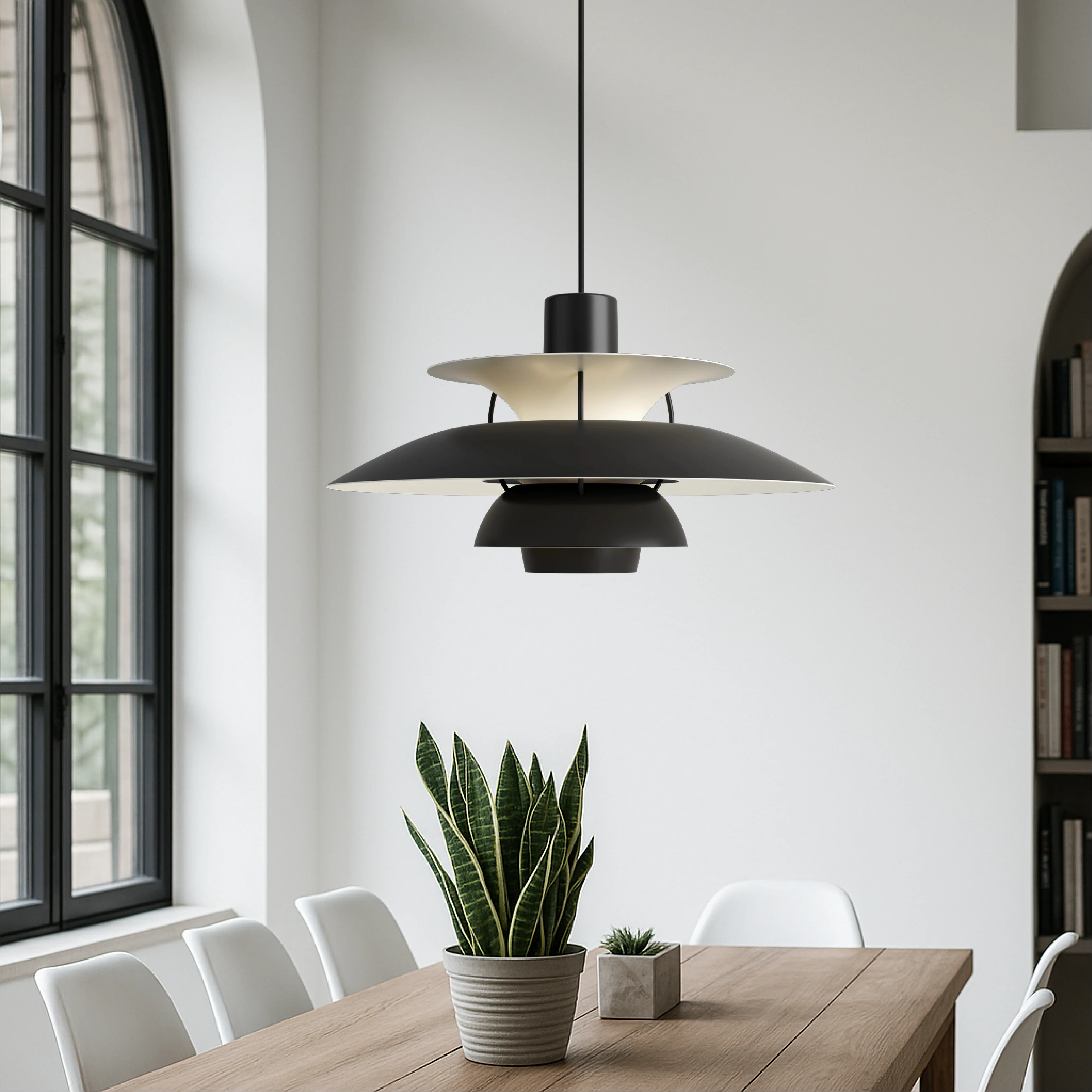 Layered Nordic Pendant Light with Sculptural Shade - Image 4