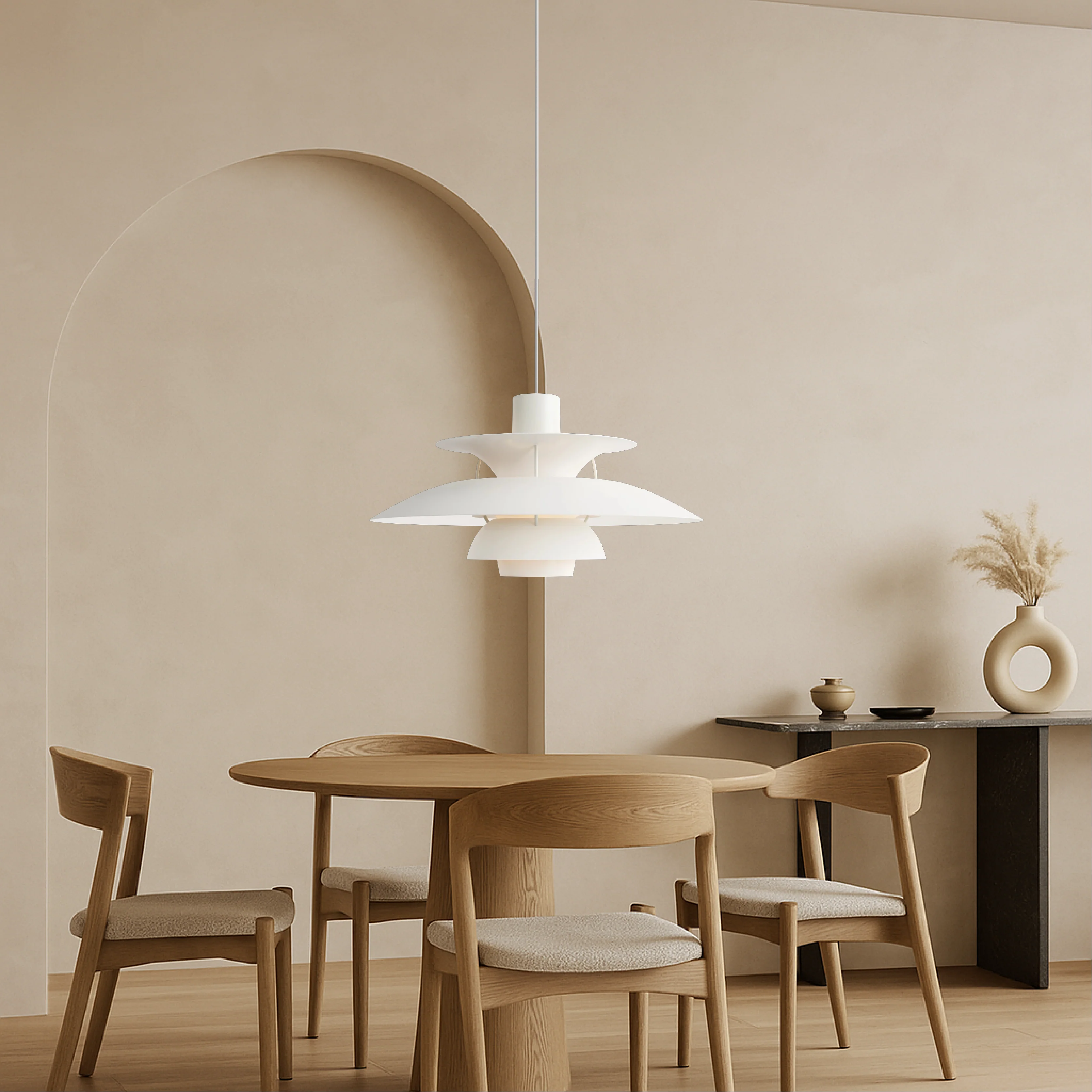 Layered Nordic Pendant Light with Sculptural Shade - Image 6