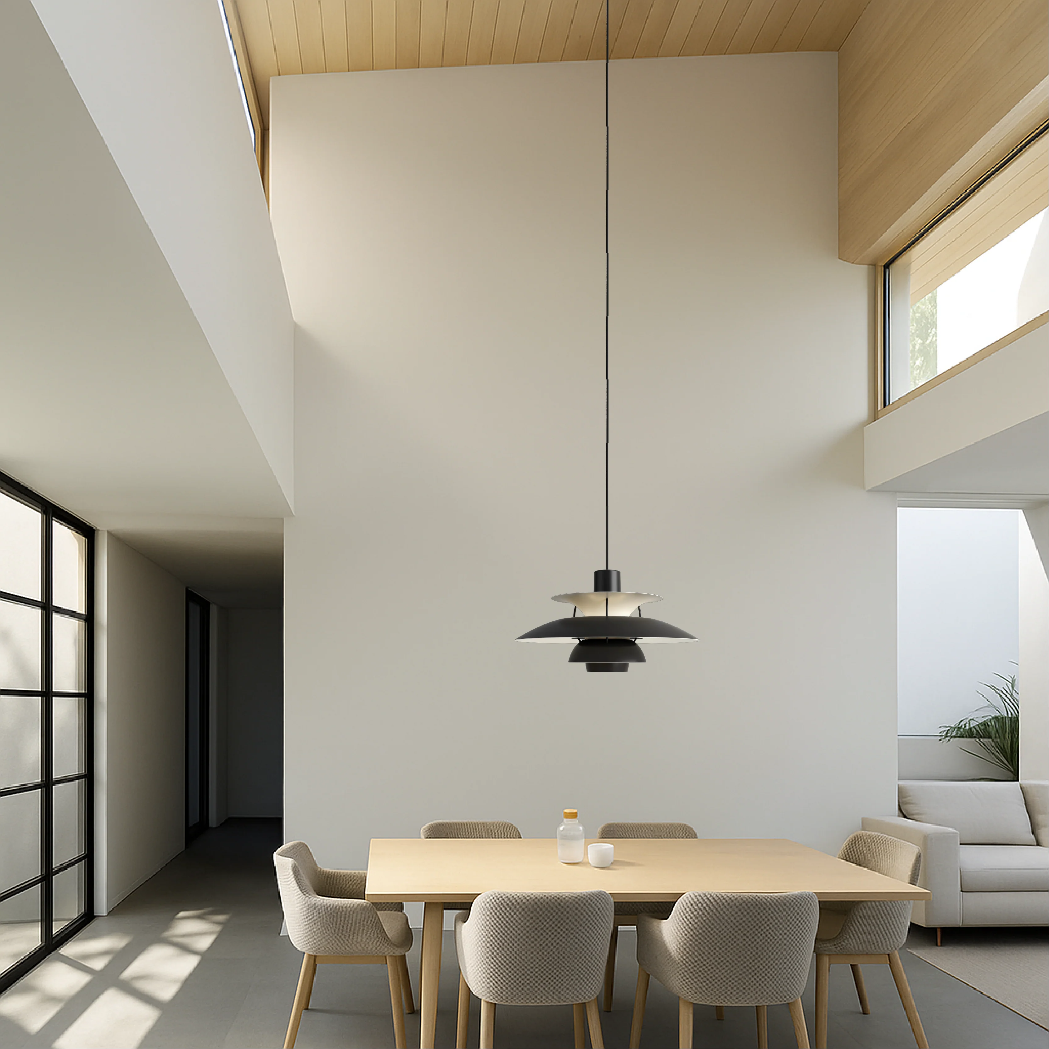 Layered Nordic Pendant Light with Sculptural Shade - Image 7